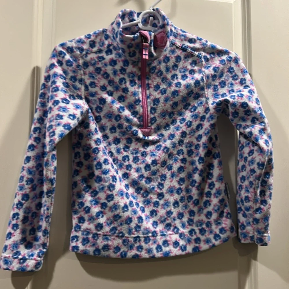Obermeyer 1/4 ZipUp floral Fleece Pullover long sleeve jacket girls size L